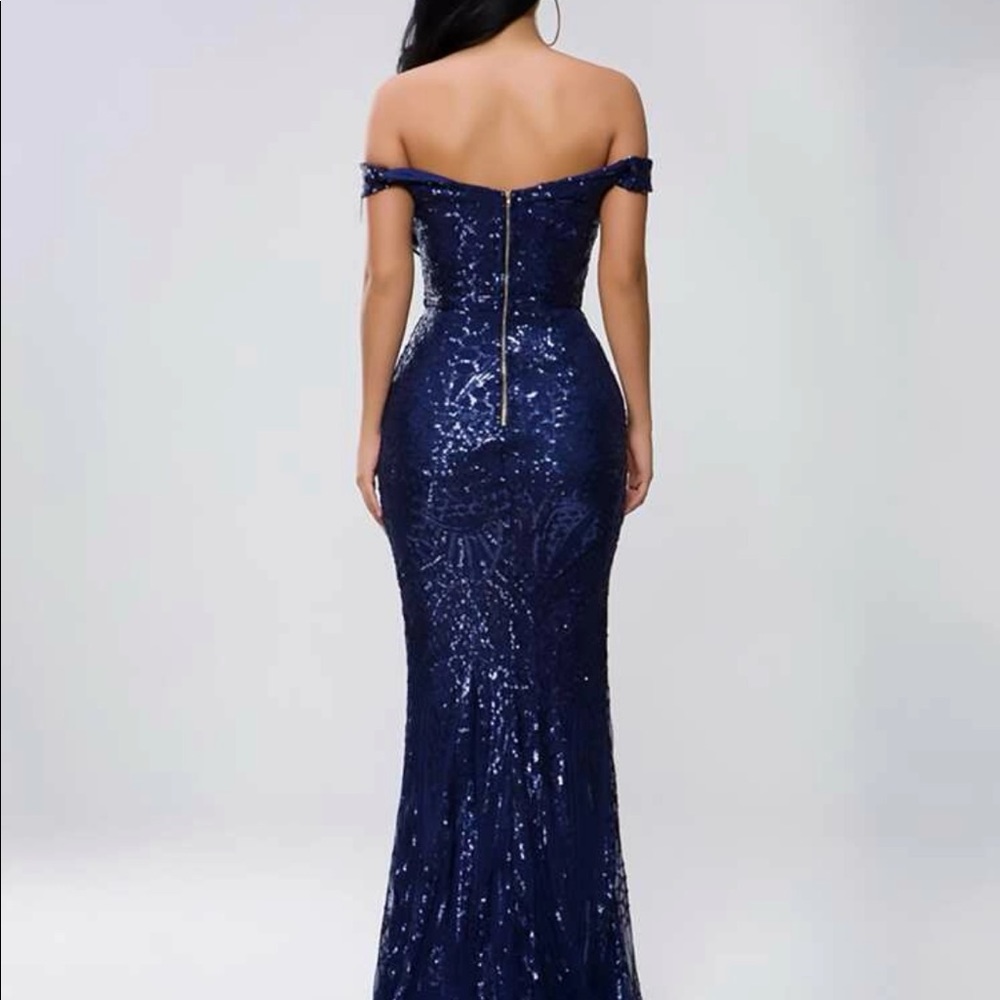 Luxurious sequins mermaid zip back formal party evening wedding prom dress - Picture 4 of 8